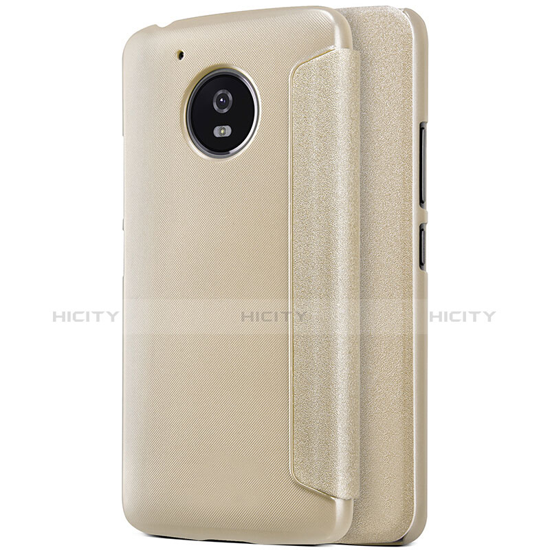 Carcasa de Cuero Cartera con Soporte para Motorola Moto G5 Oro