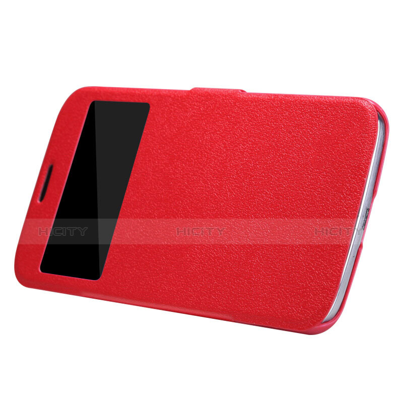 Carcasa de Cuero Cartera con Soporte para Samsung Galaxy Mega 6.3 i9200 i9205 Rojo