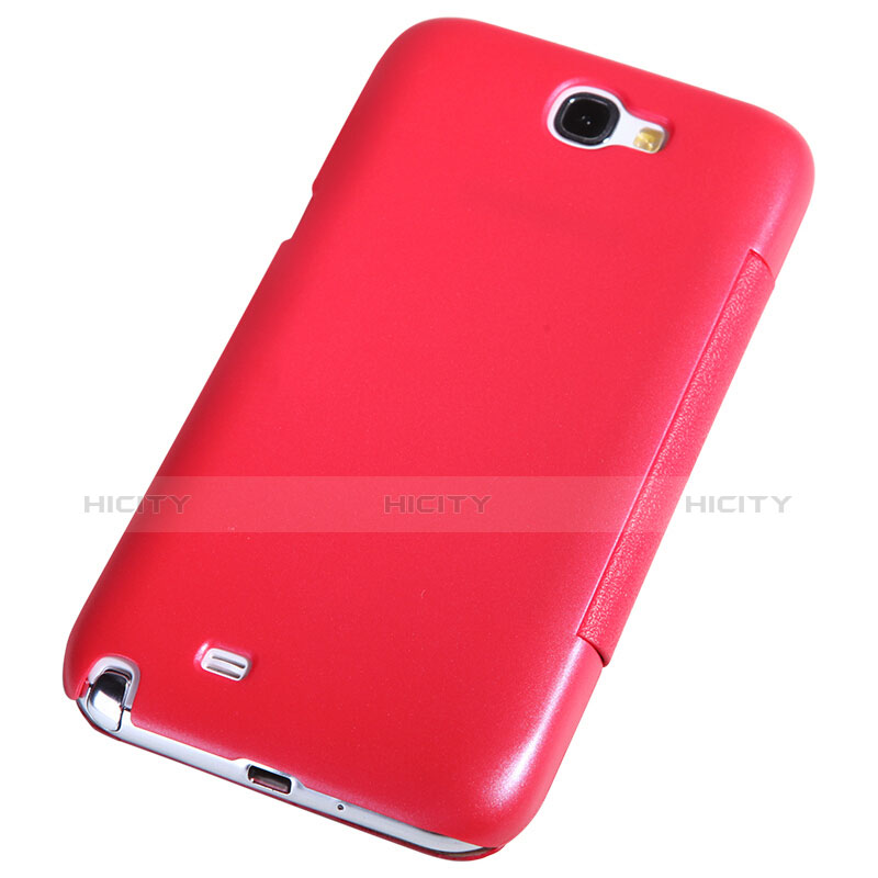 Carcasa de Cuero Cartera con Soporte para Samsung Galaxy Note 2 N7100 N7105 Rojo