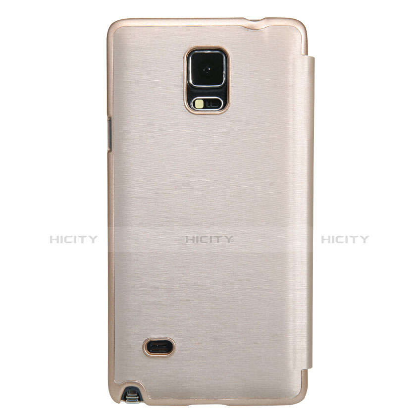 Carcasa de Cuero Cartera con Soporte para Samsung Galaxy Note 4 SM-N910F Oro