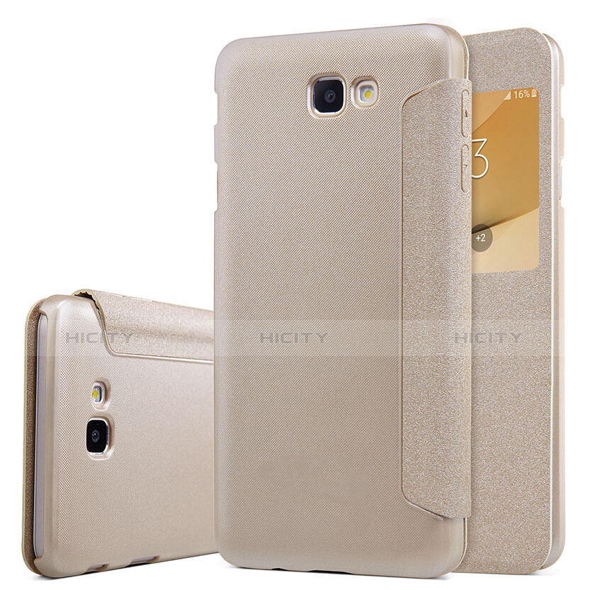 Carcasa de Cuero Cartera con Soporte para Samsung Galaxy On5 (2016) G570 G570F Oro