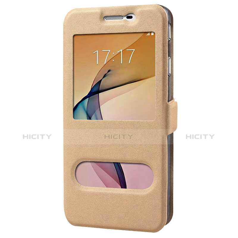 Carcasa de Cuero Cartera con Soporte para Samsung Galaxy On7 (2016) G6100 Oro