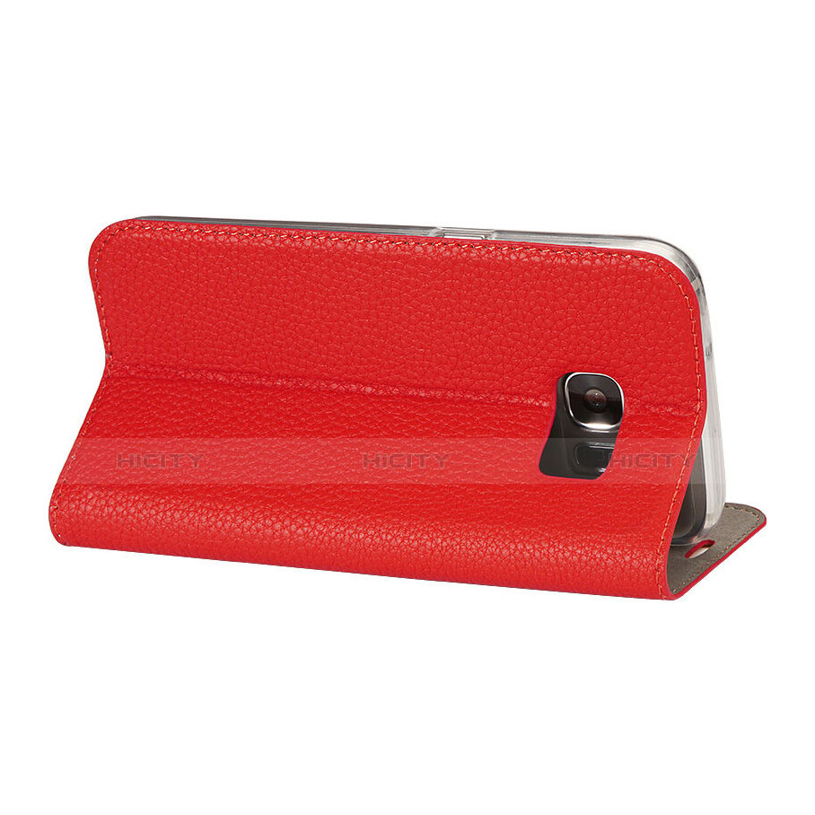 Carcasa de Cuero Cartera con Soporte para Samsung Galaxy S7 G930F G930FD Rojo