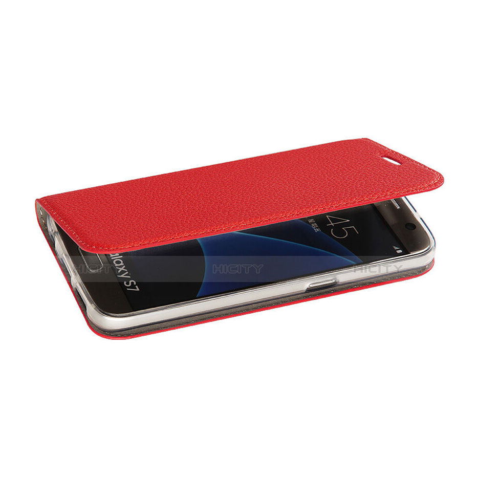 Carcasa de Cuero Cartera con Soporte para Samsung Galaxy S7 G930F G930FD Rojo