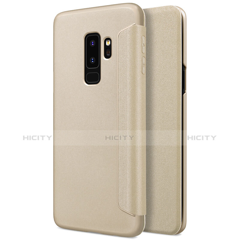 Carcasa de Cuero Cartera con Soporte para Samsung Galaxy S9 Plus Oro