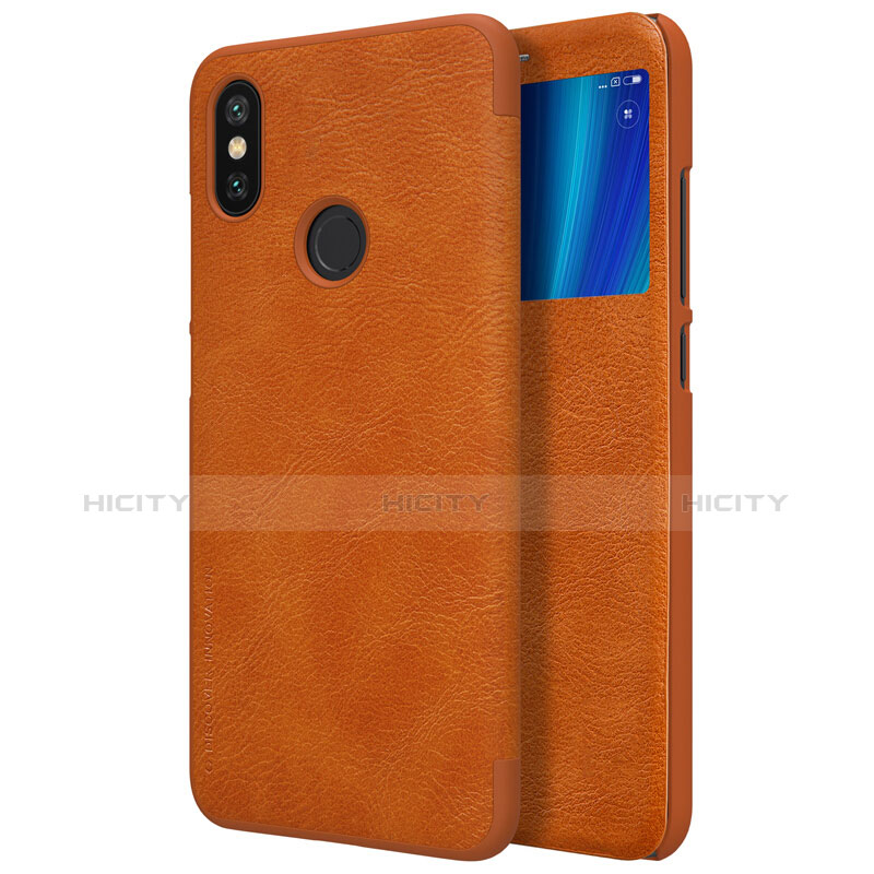 Carcasa de Cuero Cartera con Soporte para Xiaomi Mi A2 Marron