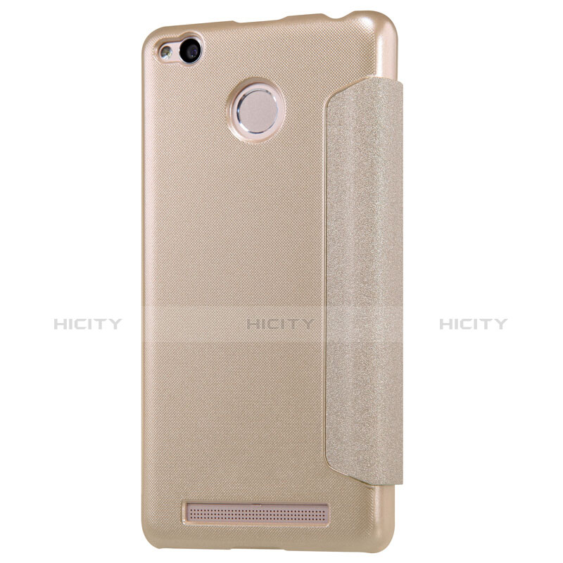 Carcasa de Cuero Cartera con Soporte para Xiaomi Redmi 3 High Edition Oro