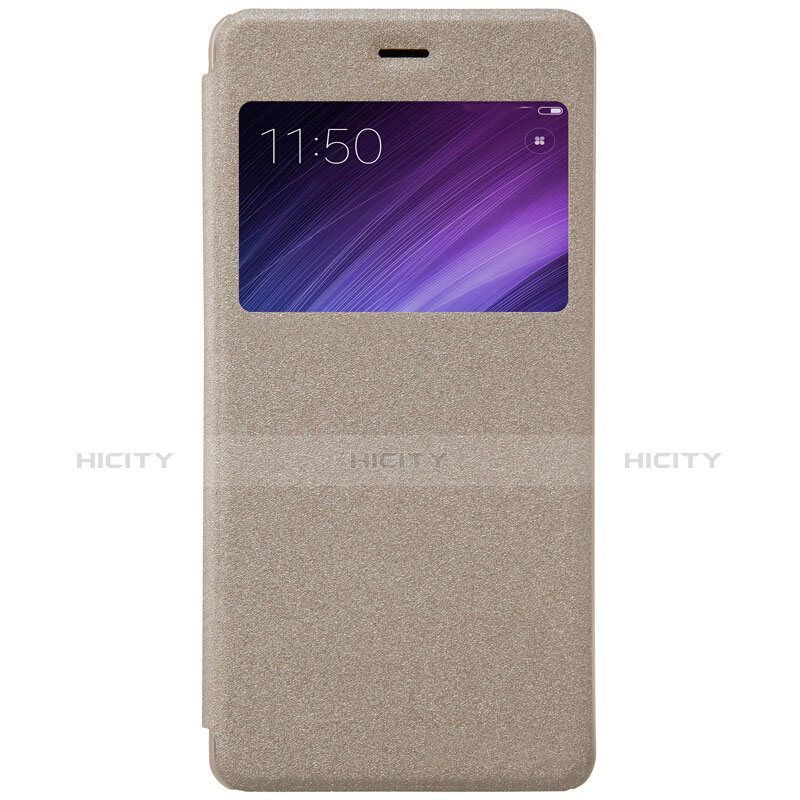 Carcasa de Cuero Cartera con Soporte para Xiaomi Redmi 4 Prime High Edition Oro