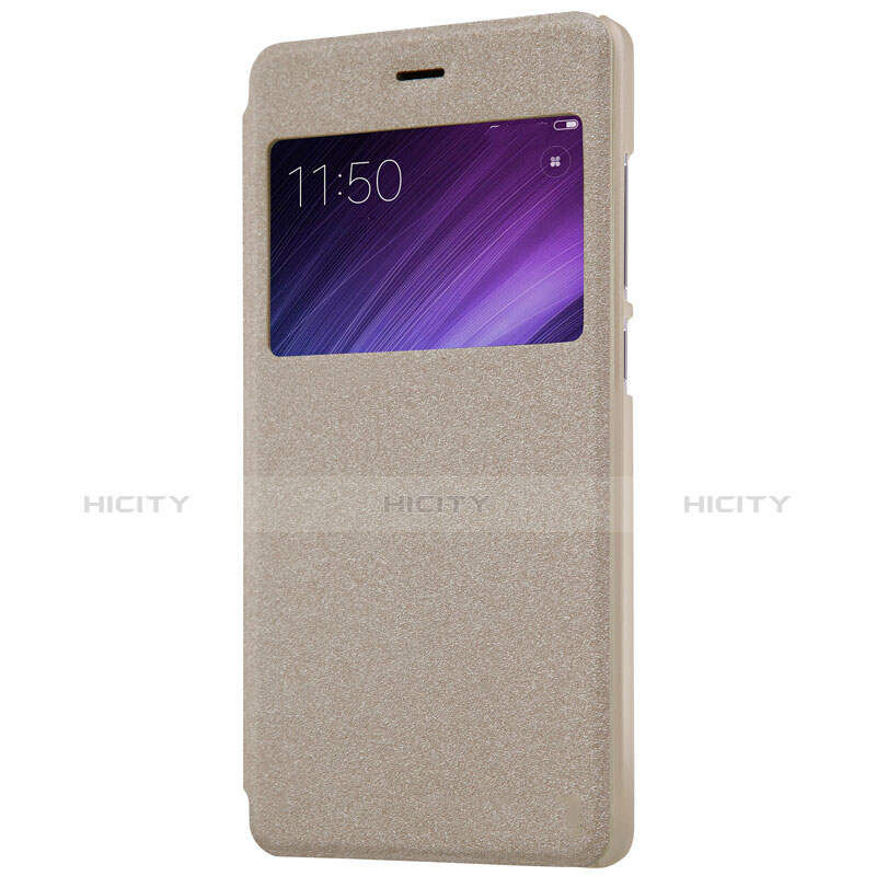 Carcasa de Cuero Cartera con Soporte para Xiaomi Redmi 4 Prime High Edition Oro