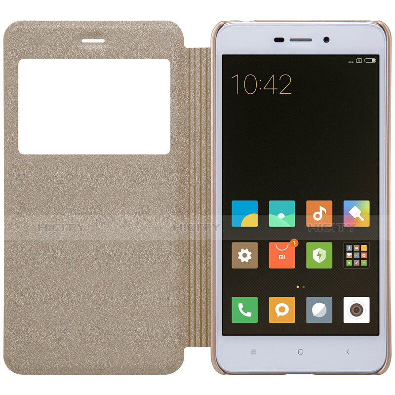 Carcasa de Cuero Cartera con Soporte para Xiaomi Redmi 4A Oro