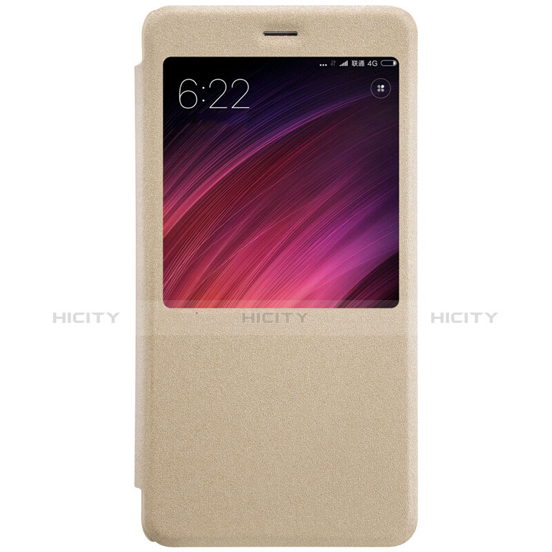 Carcasa de Cuero Cartera con Soporte para Xiaomi Redmi Note 4 Standard Edition Oro