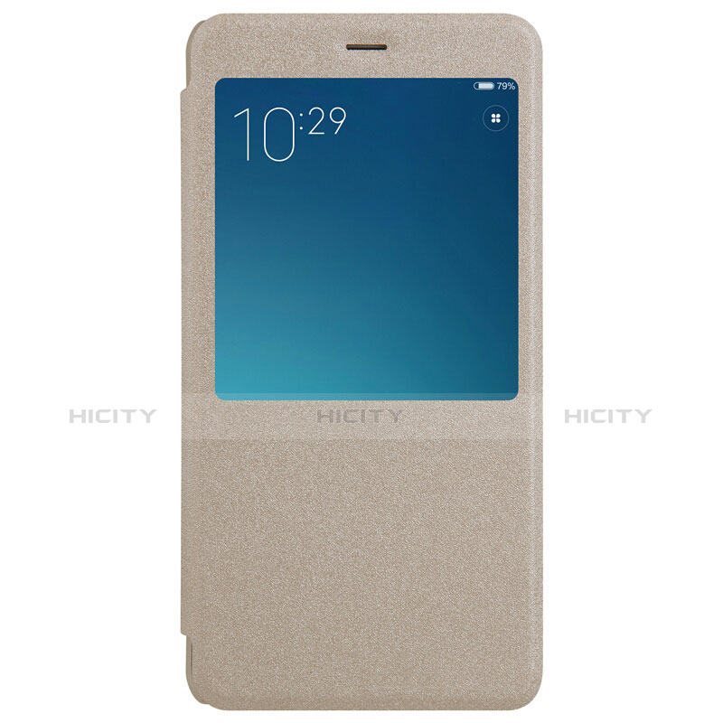 Carcasa de Cuero Cartera con Soporte para Xiaomi Redmi Note 4X High Edition Oro