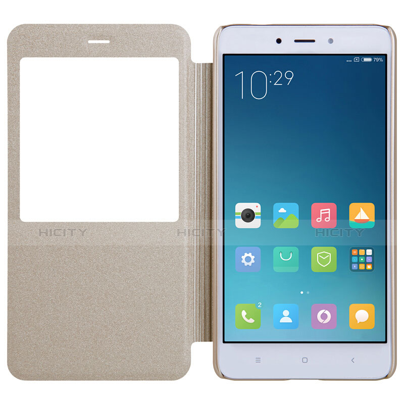 Carcasa de Cuero Cartera con Soporte para Xiaomi Redmi Note 4X High Edition Oro