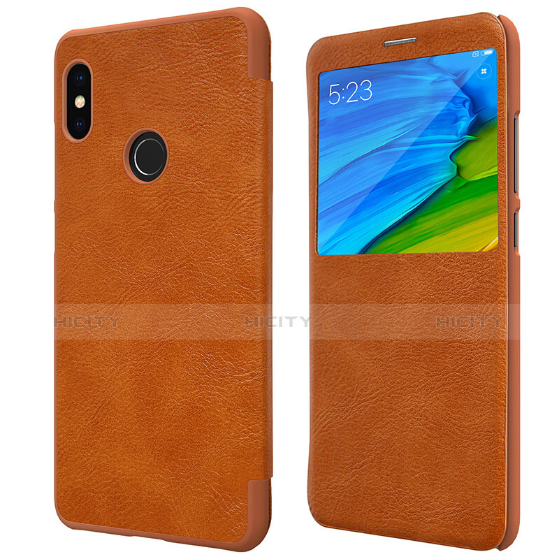 Carcasa de Cuero Cartera con Soporte para Xiaomi Redmi Note 5 Marron