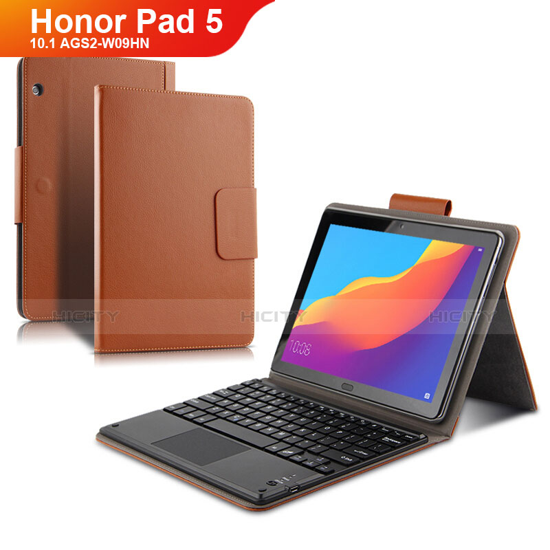 Carcasa de Cuero Cartera con Teclado para Huawei Honor Pad 5 10.1 AGS2-W09HN AGS2-AL00HN Marron