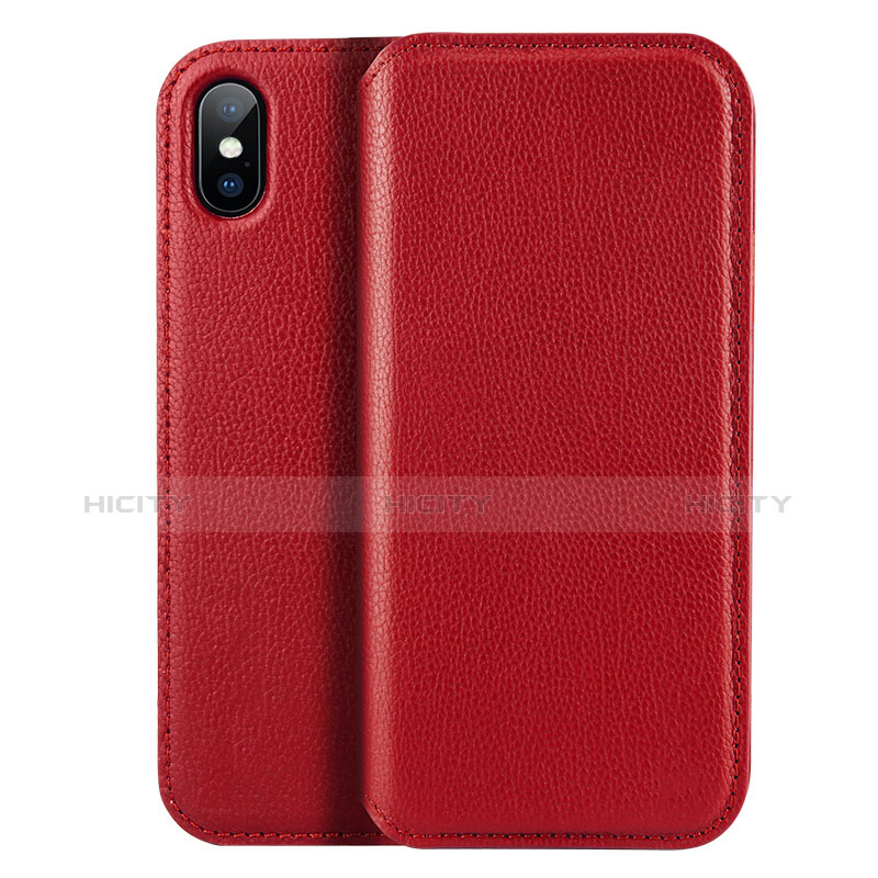 Carcasa de Cuero Cartera para Apple iPhone Xs Max Rojo