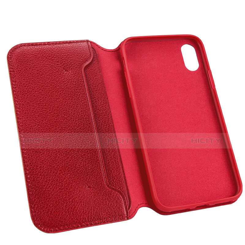 Carcasa de Cuero Cartera para Apple iPhone Xs Rojo