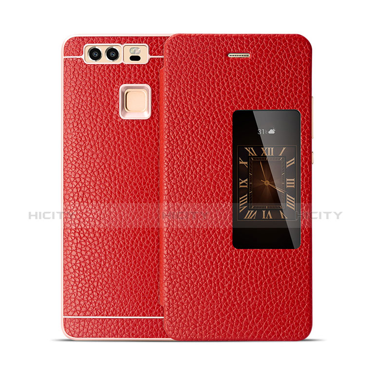 Carcasa de Cuero Cartera para Huawei P9 Plus Rojo