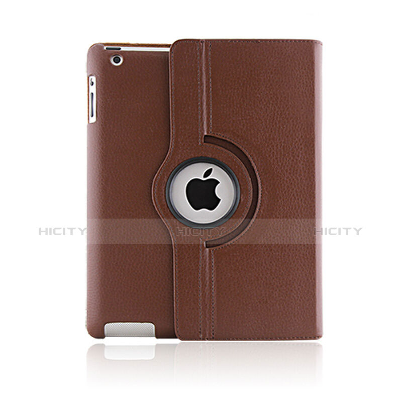 Carcasa de Cuero Giratoria con Soporte para Apple iPad 4 Marron