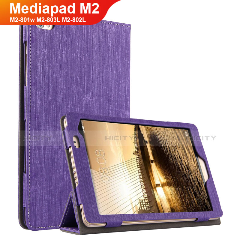 Carcasa de pano Cartera con Soporte para Huawei Mediapad M2 8 M2-801w M2-803L M2-802L Morado