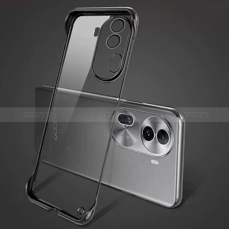 Carcasa Dura Cristal Plastico Funda Rigida Sin Marco Transparente H01 para Oppo Reno11 Pro 5G Negro