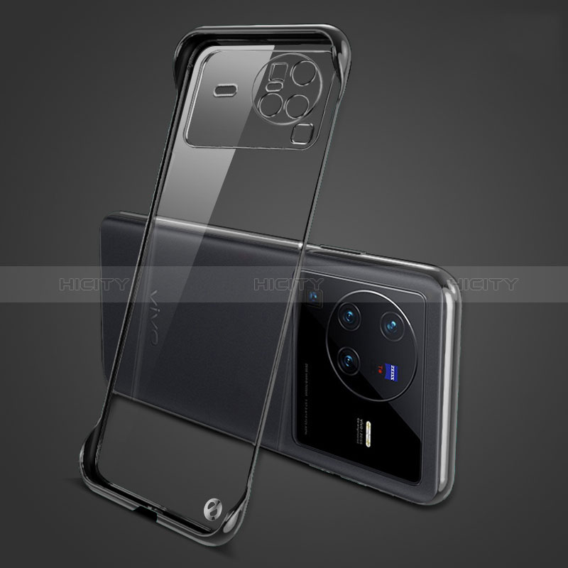 Carcasa Dura Cristal Plastico Funda Rigida Sin Marco Transparente H01 para Vivo X80 Pro 5G Negro