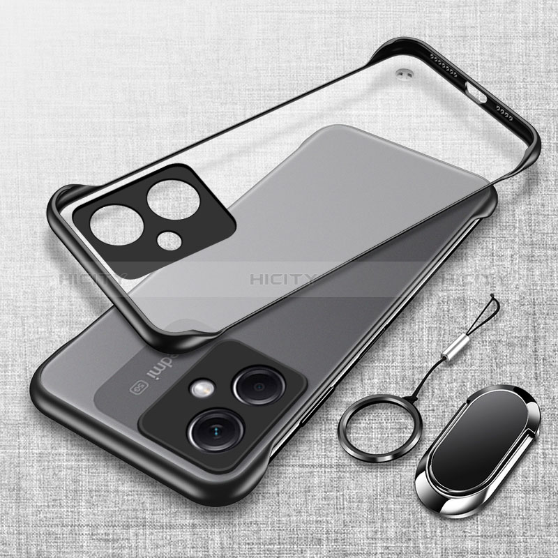 Carcasa Dura Cristal Plastico Funda Rigida Sin Marco Transparente H01 para Xiaomi Redmi Note 12R Pro 5G Negro