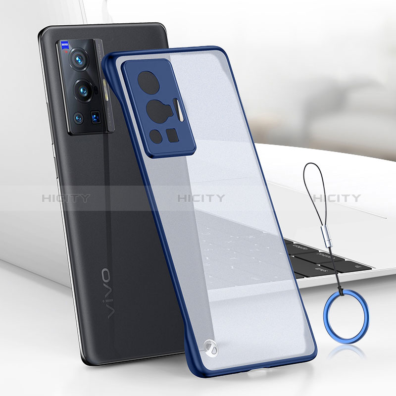 Carcasa Dura Cristal Plastico Funda Rigida Sin Marco Transparente H02 para Vivo X70 Pro 5G Azul