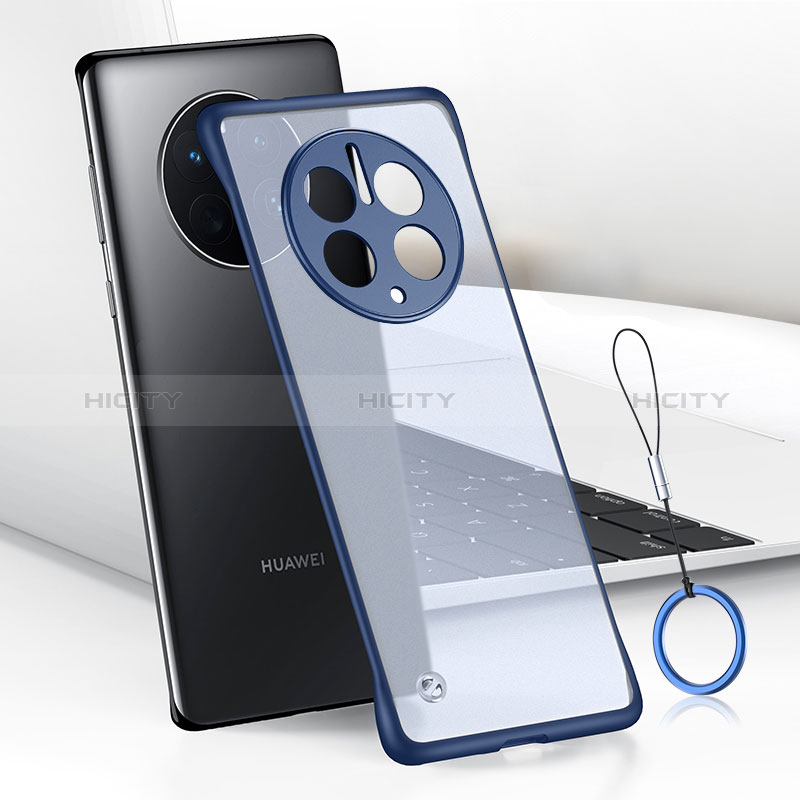 Carcasa Dura Cristal Plastico Funda Rigida Sin Marco Transparente H03 para Huawei Mate 50 Pro Azul