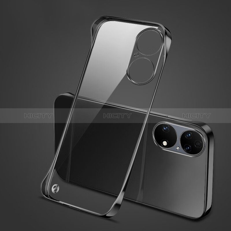 Carcasa Dura Cristal Plastico Funda Rigida Sin Marco Transparente H03 para Huawei P50 Negro