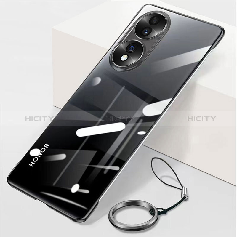 Carcasa Dura Cristal Plastico Funda Rigida Sin Marco Transparente para Huawei Honor X7b Negro