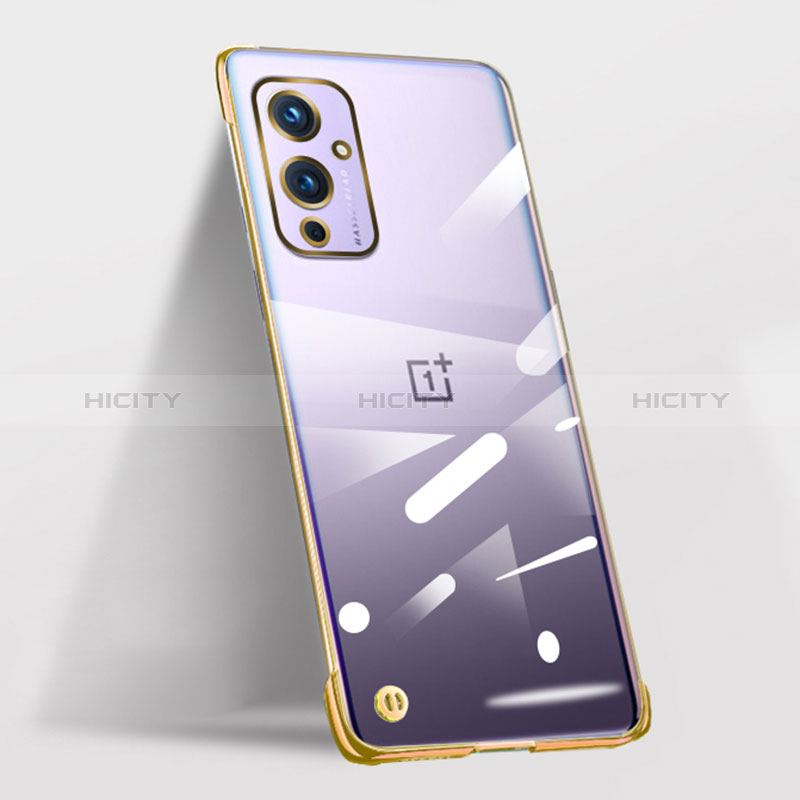 Carcasa Dura Cristal Plastico Funda Rigida Sin Marco Transparente para OnePlus 9 5G Oro