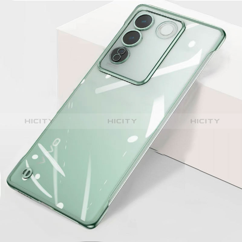 Carcasa Dura Cristal Plastico Funda Rigida Sin Marco Transparente para Vivo V27 5G Verde