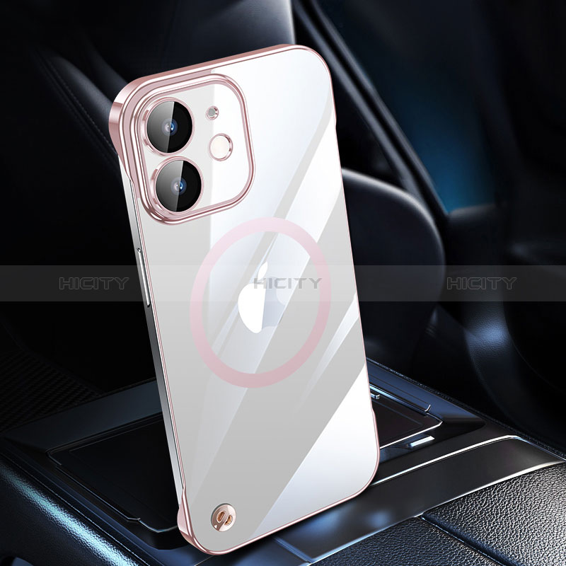 Carcasa Dura Cristal Plastico Funda Rigida Transparente con Mag-Safe Magnetic QC1 para Apple iPhone 12