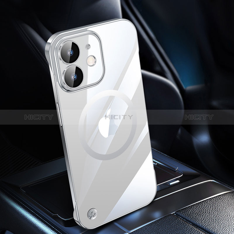 Carcasa Dura Cristal Plastico Funda Rigida Transparente con Mag-Safe Magnetic QC1 para Apple iPhone 12 Mini Plata