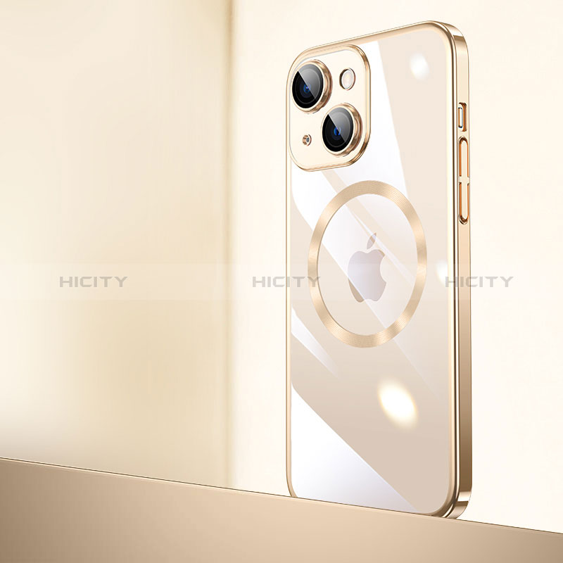Carcasa Dura Cristal Plastico Funda Rigida Transparente con Mag-Safe Magnetic QC2 para Apple iPhone 15