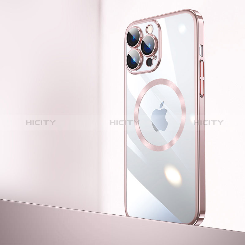 Carcasa Dura Cristal Plastico Funda Rigida Transparente con Mag-Safe Magnetic QC2 para Apple iPhone 15 Pro