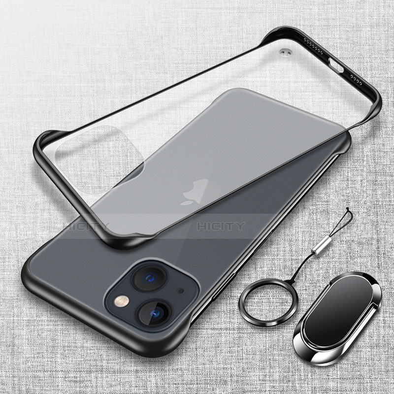 Carcasa Dura Cristal Plastico Funda Rigida Transparente con Magnetico Anillo de dedo Soporte para Apple iPhone 14