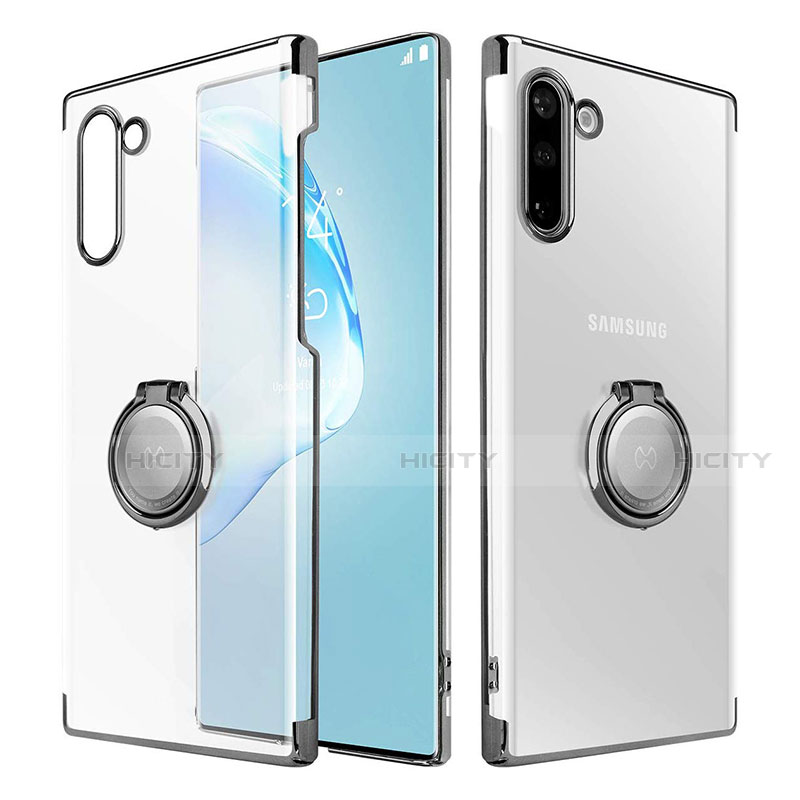 Carcasa Dura Cristal Plastico Funda Rigida Transparente con Magnetico Anillo de dedo Soporte para Samsung Galaxy Note 10