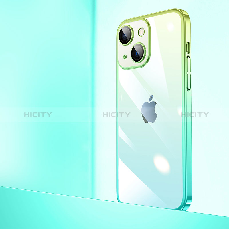 Carcasa Dura Cristal Plastico Funda Rigida Transparente Gradiente QC1 para Apple iPhone 14 Plus Verde