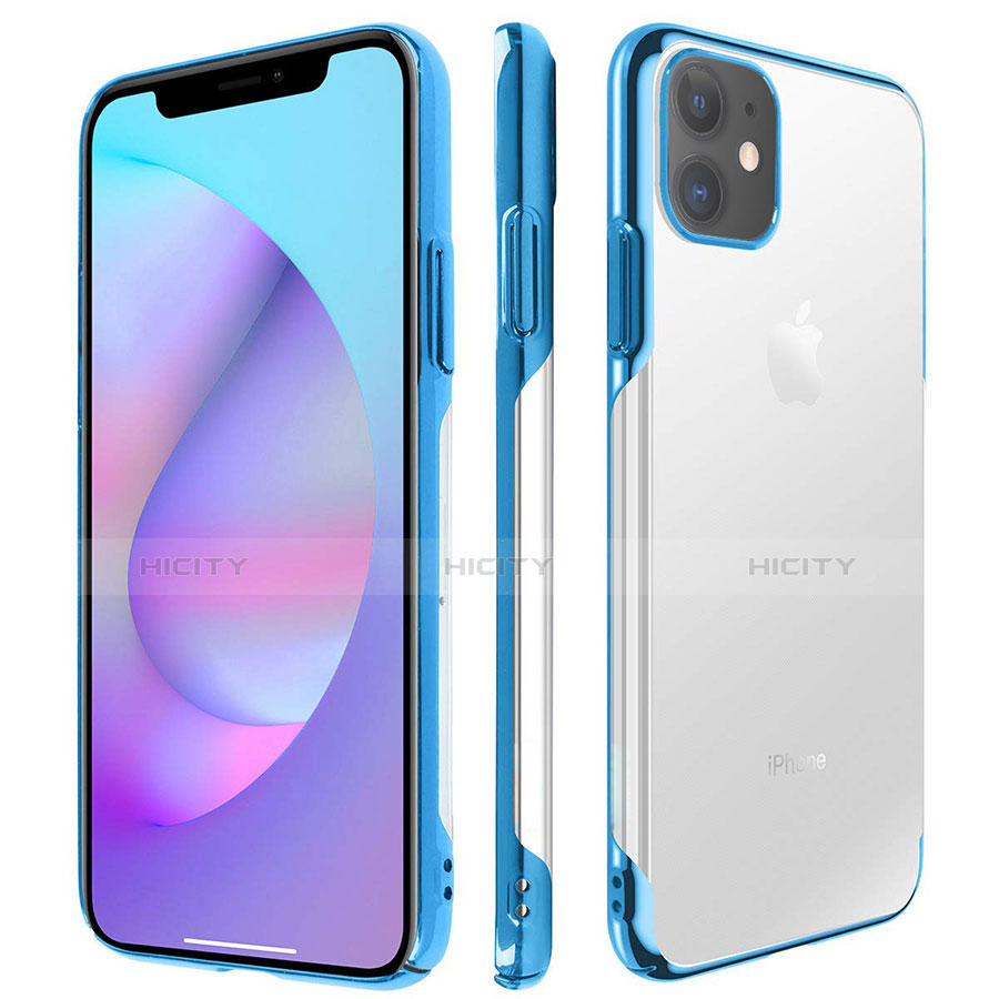 Carcasa Dura Cristal Plastico Funda Rigida Transparente H01 para Apple iPhone 11 Azul