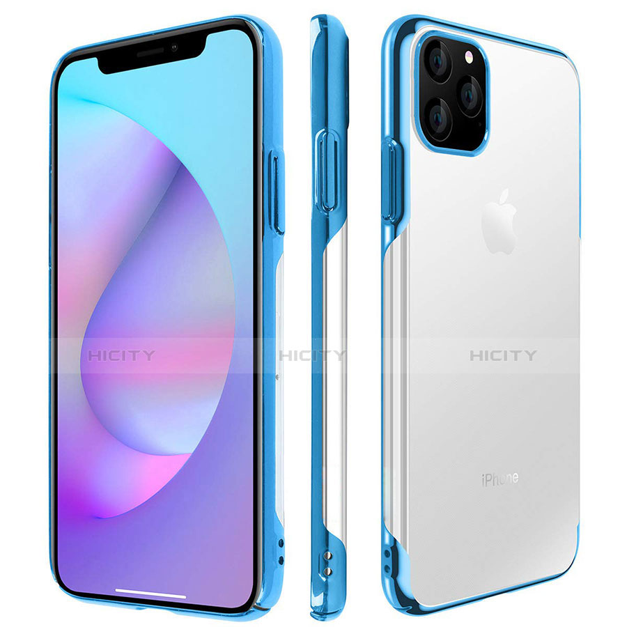 Carcasa Dura Cristal Plastico Funda Rigida Transparente H01 para Apple iPhone 11 Pro Max Azul