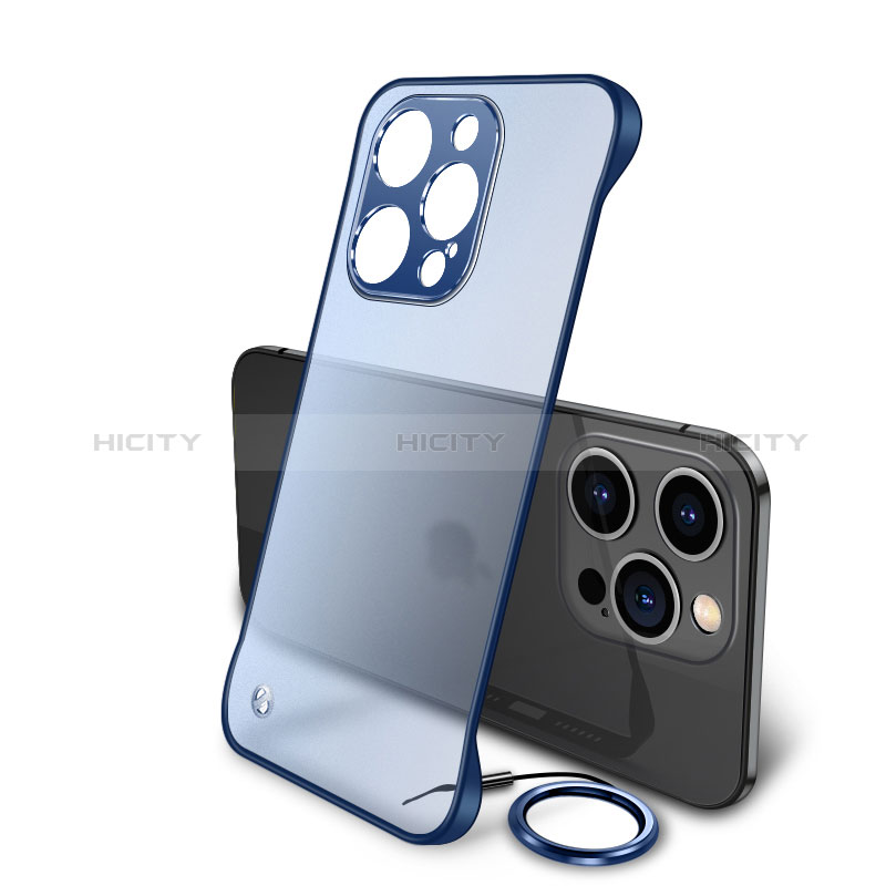 Carcasa Dura Cristal Plastico Funda Rigida Transparente H01 para Apple iPhone 15 Pro Max Azul