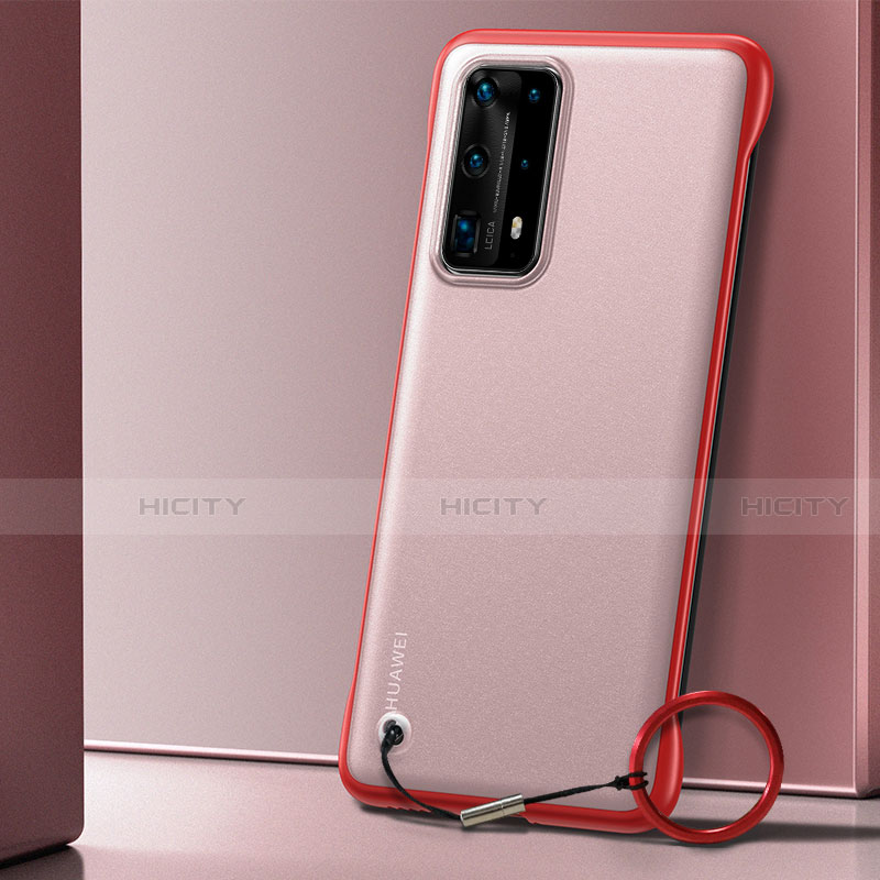 Carcasa Dura Cristal Plastico Funda Rigida Transparente H01 para Huawei P40 Pro+ Plus Rojo