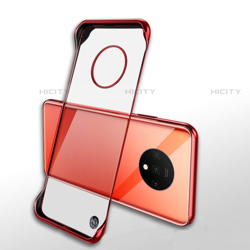 Carcasa Dura Cristal Plastico Funda Rigida Transparente H01 para OnePlus 7T Rojo