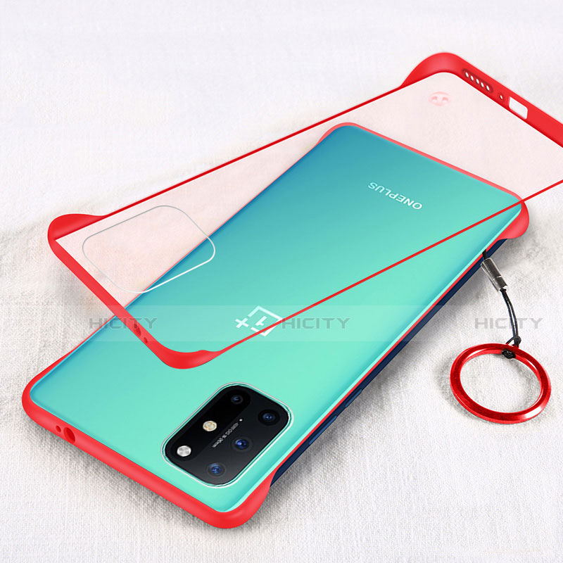Carcasa Dura Cristal Plastico Funda Rigida Transparente H01 para OnePlus 8T 5G Rojo