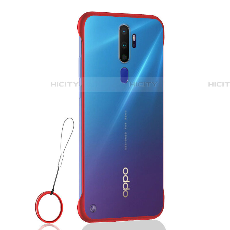 Carcasa Dura Cristal Plastico Funda Rigida Transparente H01 para Oppo A11X Rojo