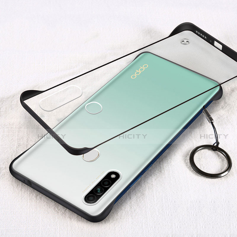 Carcasa Dura Cristal Plastico Funda Rigida Transparente H01 para Oppo A31 Negro