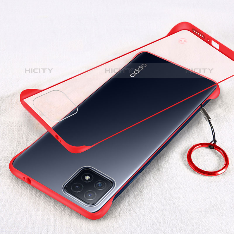 Carcasa Dura Cristal Plastico Funda Rigida Transparente H01 para Oppo A53 5G Rojo