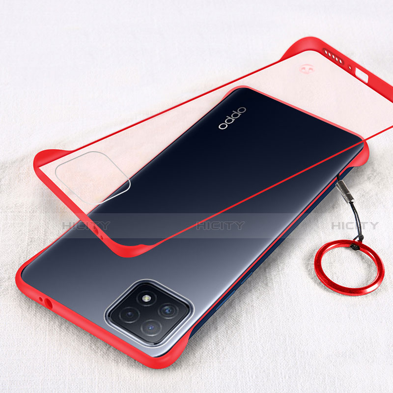 Carcasa Dura Cristal Plastico Funda Rigida Transparente H01 para Oppo A72 5G Rojo